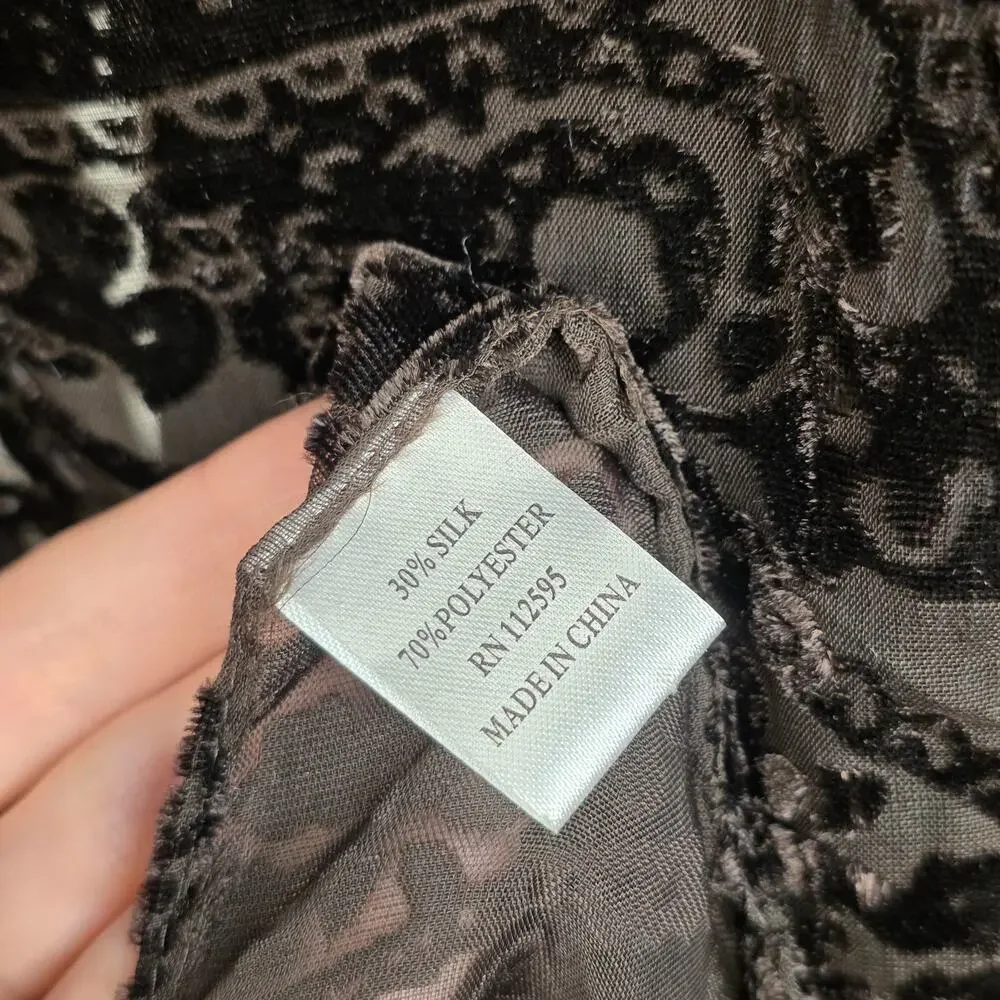 Velvet Burnout Scarf Shawl Goth Paisley Sheer Wrap Whimsigoth Festival Boho Silk